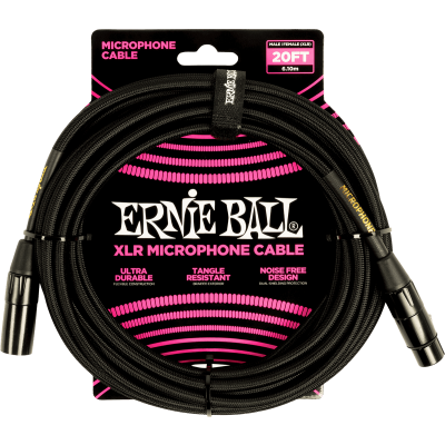 Ernie Ball 6392 Microphone cables woven sheath xlr male/xlr fem 6m black