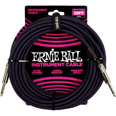 Ernie Ball 6397 Cables Instrument sheath woven jack/jack 7.62m black and purple