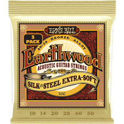 Ernie Ball 3047 Earthwood 80/20 bronze Silk & Steel Extra Soft 10-50 strings - 3 pack
