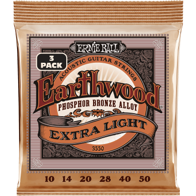 Ernie Ball 3550 Earthwood strings Extra light 10-50 bronze phosphorus - 3 pack