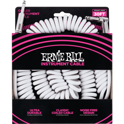 Ernie Ball 6045 Cables Instrument twisted jack/jack sewn 9m white