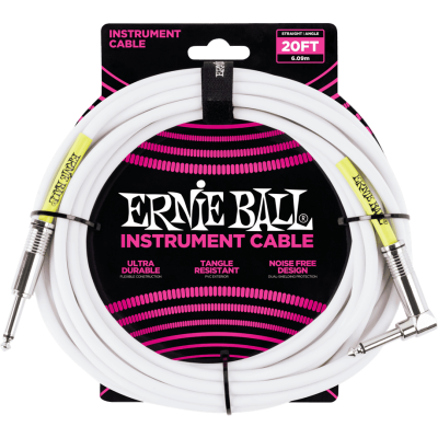 Ernie Ball 6047 Classic Jack/jack instrument cables 6m white