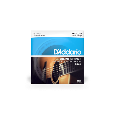 D'Addario 12-String Bronze Acoustic Guitar Strings, Light, 10-47