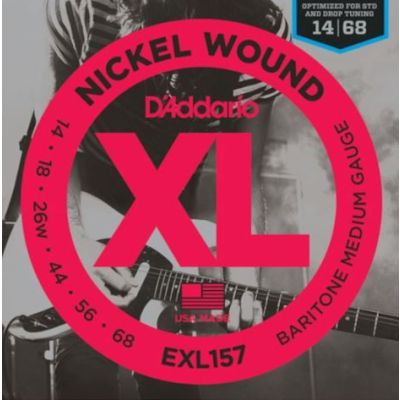 D'Addario EXL157 Nickel Wound Electric Guitar Strings, Baritone Medium, 14-68