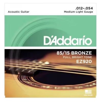 D'Addario EZ920 85/15 Bronze Acoustic Guitar Strings, Medium Light, 12-54