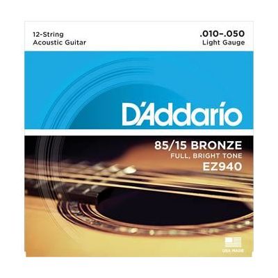 D'Addario EZ940 85/15 12-String Bronze Acoustic Guitar Strings, Light, 10-47