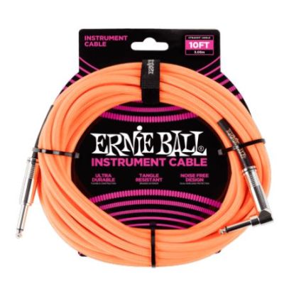 Ernie Ball Cable Guitar 3m Hook Orange Fluo EEB 6079