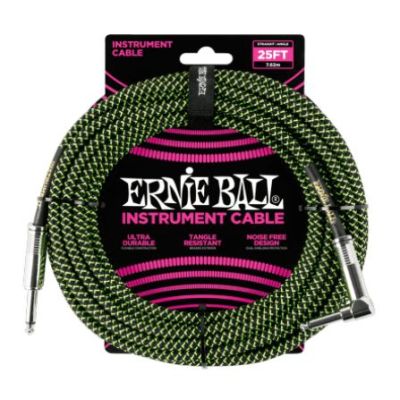 Ernie Ball Jack/jack haaks - 7,62m zwart en groen EEB 6066