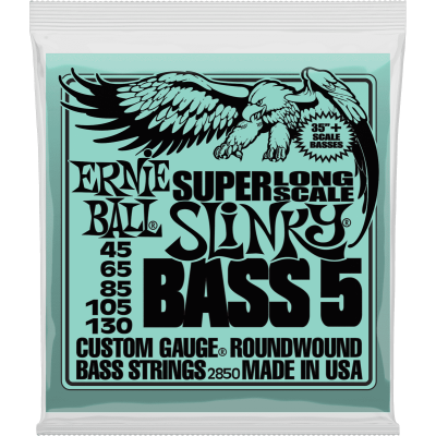 Ernie Ball 2850 Slinky Nickel Wound Slinky Super Long Scale 5 Cordes 45-130