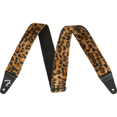 Fender Wild Animal Print 2" guitar strap, synthetic fur, wild leopard print 990601053 Wild Animal Print 2" guitar strap, synthetic fur, wild leopard print