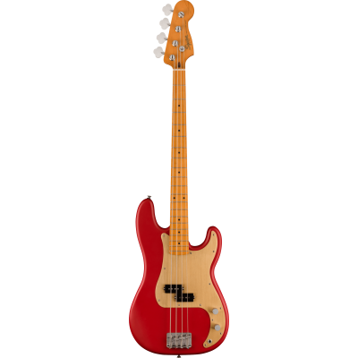 Squier 40th Anniversary Precision Bass®, Vintage Edition, Maple Fingerboard, Gold Anodized Pickguard, Satin Dakota Red