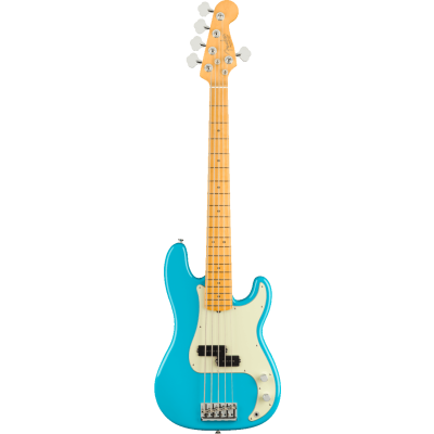 Fender American Professional II Precision Bass V MN Miami Blue - Basgitaar