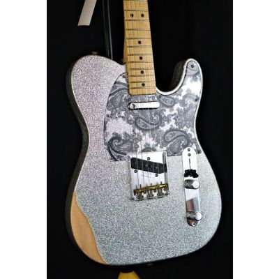 Fender Brad Paisley Road Worn Telecaster Silver Sparkle - Guitare électrique