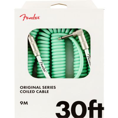 Fender Original Series Coil Cable, Straight-Angle, 30', Surf Green