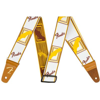 Fender Weighless Monogram Strap White Brown Yellow