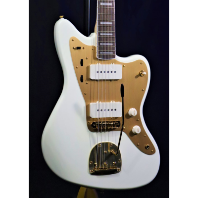 Squier 40th Anniversary Jazzmaster Gold Edition LRL Gold Anodized Pickguard Olympic White - Guitare électrique
