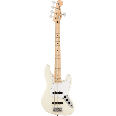 Squier Affinity Series™ Jazz Bass® V, Maple Fingerboard, White Pickguard, Olympic White