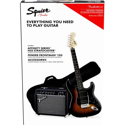 Squier Affinity Series  Strat® HSS with Fender Frontman® 15G Amp  Brown Sunburst - pack