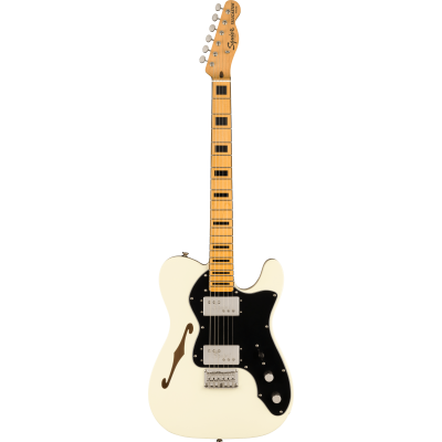 Squier FSR Classic Vibe '70s Telecaster® Thinline, Maple Fingerboard with Blocks and Binding, Black Pickguard, Olympic White