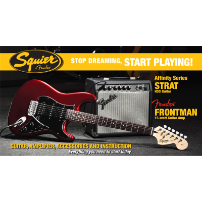 Squier Affinity Series  Strat® HSS with Fender Frontman® 15G Amp  Candy Apple Red - pack