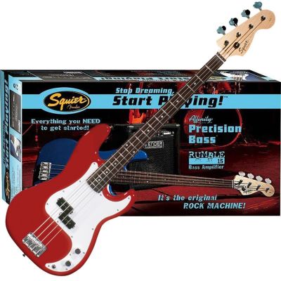 Squier Affinity P Bass® w/ Rumble 15 Amp  Metallic Red - pack