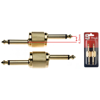 Stagg AC-PPDH Man. jack/ man. L jack adapter - 2 stuks in blister - Geperste connectors