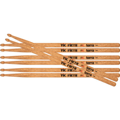 Vic Firth 5AT Terra drumsticks, wooden tip 4 pack
