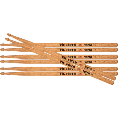 Vic Firth 5BT Terra drumsticks, wooden tip 4-pack