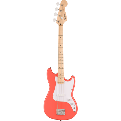 Squier Squier Sonic® Bronco™ Bass, Maple Fingerboard, White Pickguard, Tahitian Coral