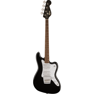 Squier Paranormal Rascal Bass HH, Laurel Fingerboard, White Pearloid Pickguard, Metallic Black
