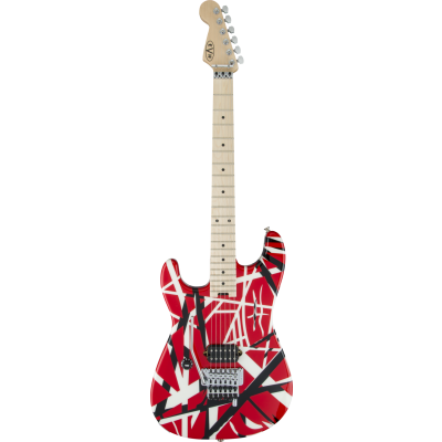 EVH Striped Series LH R/B/W, Maple Fingerboard, Red, Black and White Stripes