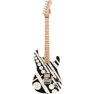 EVH EVH® Striped Series Circles, Maple Fingerboard, White and Black