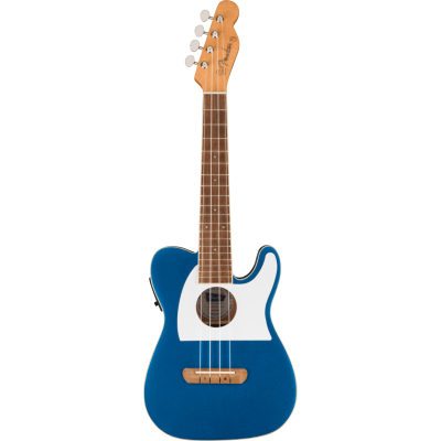 Fender Fullerton Tele® Uke, Walnut Fingerboard, White Pickguard, Lake Placid Blue