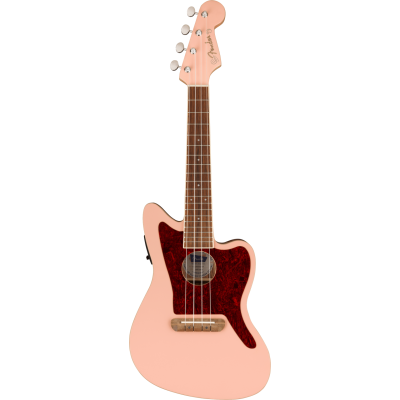 Fender Fullerton Jazzmaster® Uke, Walnut Fingerboard, Tortoiseshell Pickguard, Shell Pink