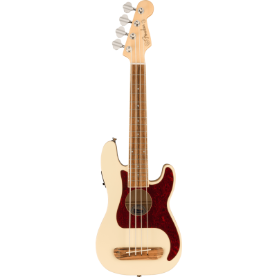 Fender Fullerton Precision Bass® Uke, Walnut Fingerboard, Tortoiseshell Pickguard, Olympic White