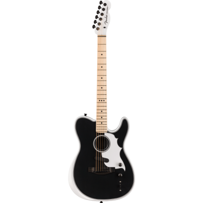 Fender Jack White Triplesonic™ Acoustasonic® Telecaster® with Case, Maple Fingerboard, White Pickguard, Satin Arctic White with Black Top