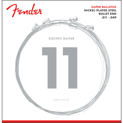 Fender Super Bullet® Strings, Nickel Plated Steel, Bullet End, 3250M Gauges .011-.049, (6)