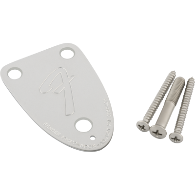 Fender '70s Vintage-Style 3-Bolt "F" Stamped Guitar Neck Plate, Chrome