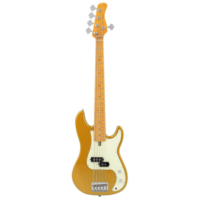Sire Basses P5 A5/MGO elzenhouten 5-snarige passieve basgitaar metallic goud