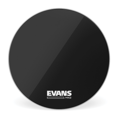 Evans BD16MX2B MX2 Black Marching Bass Drum Head, 16 Inch