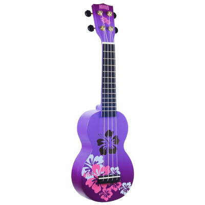 Mahalo MD1HBPPB ukelele "Hibiscus" met tas, paars burst