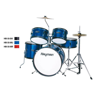 Hayman Batterie HM-50-MU 5 pièces, trône de batterie et cymabls inclus, bleu métallique