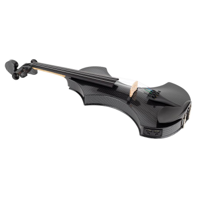 Leonardo EV-60-CB elektrische viool met holle body, Shadow active element, ebbenhouten toets en pegs, carbon afwerking
