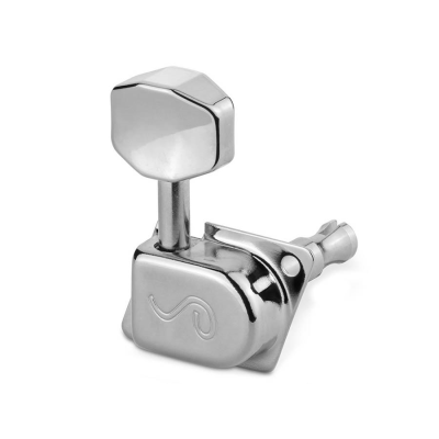 Schaller 105802201560 machineheads uit de jaren 70 6L met kleine metalen pennen, gesplitste massieve as, chroom