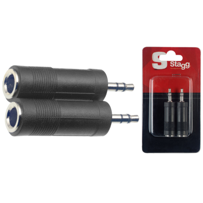 Stagg AC-PFSJMSH Vr. stereo jack/man. stereo mini-jack adapter - 2 stuks in blister