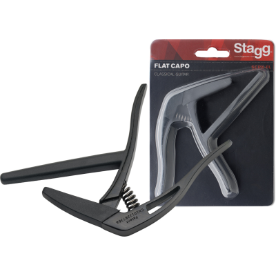 Stagg SCPX-FL BK Vlakke capodaster, "trigger"-type, voor klassieke gitaar