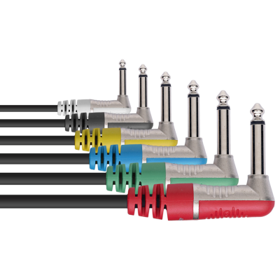 Stagg NPC010LR-6 N-Series Patch Cable 6-pack - 90° Mono Phone Plug / 90° Mono Phone Plug
