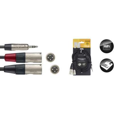 Stagg NYC3/MPS2XMR N-series Y-kabel - mini-jack/XLR (m/m) stereo/2 x mono, 3 m