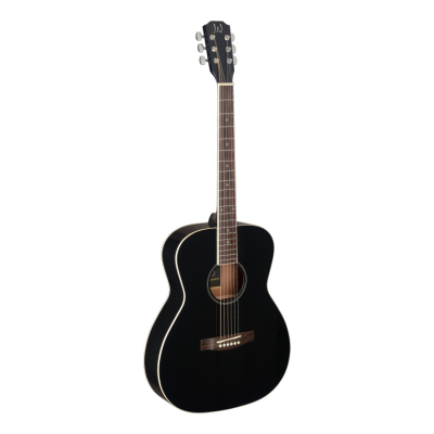 J.N. Guitars BES-A BK Zwarte akoestische gitaar, auditoriummodel met massief sparren top, Bessie-serie