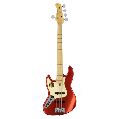 Sire Basses V7+ S5L/BMR V7 2nd Gen Series Marcus Miller basgitaar, linkshandig, 5-snarig, swamp ash, bright metallic red